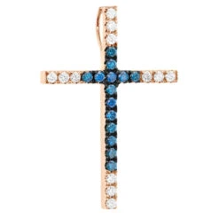 14K White Gold White Blue Diamond Cross Pendant 0.86ct -Its Hot Jewelry Shop 14k gold white blue diamond cross pendant 086ct p 6607 rose
