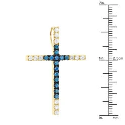 14K White Gold White Blue Diamond Cross Pendant 0.86ct -Its Hot Jewelry Shop 14k gold white blue diamond cross pendant 086ct p 6607 ruler yellow