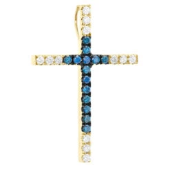 14K White Gold White Blue Diamond Cross Pendant 0.86ct -Its Hot Jewelry Shop 14k gold white blue diamond cross pendant 086ct p 6607 yellow