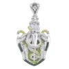 14K Gold White Blue Green Yellow Diamond Sword & Snakes Men's Pendant 18ct