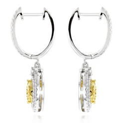 14K White Gold White Yellow Diamond Circle Earrings Hoop Dangles By Luxurman 2ct -Its Hot Jewelry Shop 14k gold white yellow diamond circle earrings hoop dangles by luxurman 2ct backwh