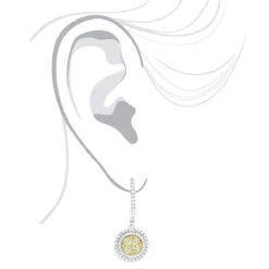 14K White Gold White Yellow Diamond Circle Earrings Hoop Dangles By Luxurman 2ct -Its Hot Jewelry Shop 14k gold white yellow diamond circle earrings hoop dangles by luxurman 2ct bodwh