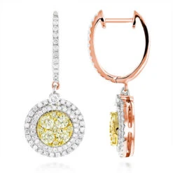 14K White Gold White Yellow Diamond Circle Earrings Hoop Dangles By Luxurman 2ct -Its Hot Jewelry Shop 14k gold white yellow diamond circle earrings hoop dangles by luxurman 2ct ro