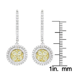 14K White Gold White Yellow Diamond Circle Earrings Hoop Dangles By Luxurman 2ct -Its Hot Jewelry Shop 14k gold white yellow diamond circle earrings hoop dangles by luxurman 2ct rulerwh