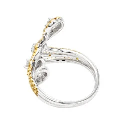14K White Gold White Yellow Diamond Cocktail Ring For Women Floral Design 1.25ct -Its Hot Jewelry Shop 14k gold white yellow diamond cocktail ring for women floral design 125ct backwh