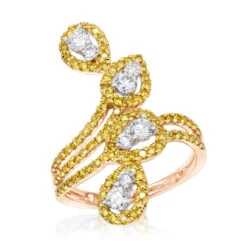 14K White Gold White Yellow Diamond Cocktail Ring For Women Floral Design 1.25ct -Its Hot Jewelry Shop 14k gold white yellow diamond cocktail ring for women floral design 125ct ro