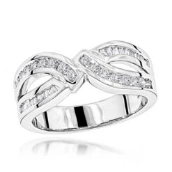 14K White Gold Women's Baguette Round Diamond Ring 0.5ct