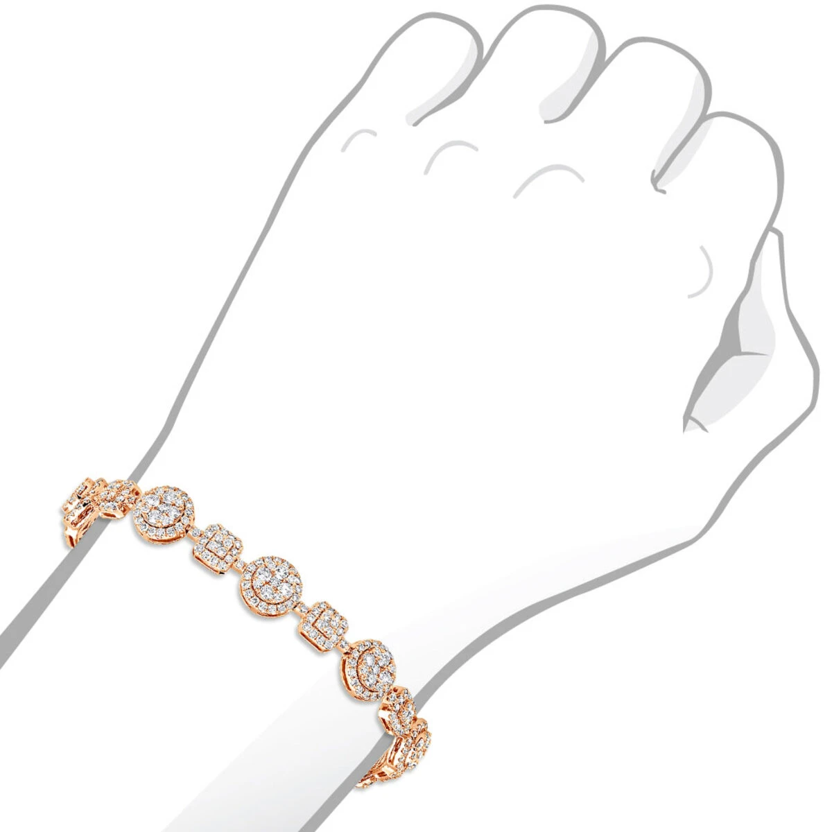 14K White Gold Women's Diamond Bracelet 6 Carat Pave Diamonds By Luxurman 9 14K White Gold Women's Diamond Bracelet 6 Carat Pave Diamonds By Luxurman - Image 7