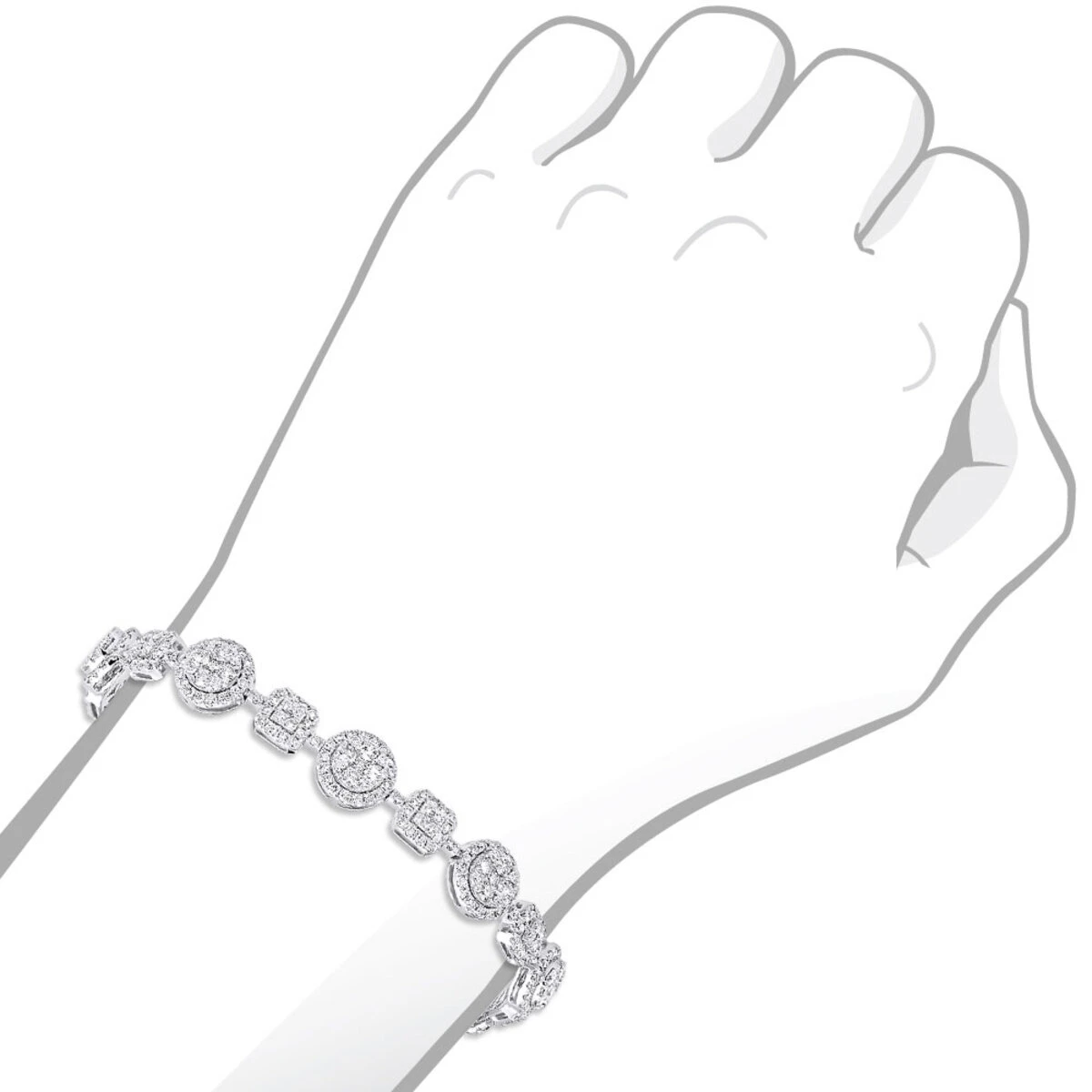 14K White Gold Women's Diamond Bracelet 6 Carat Pave Diamonds By Luxurman 7 14K White Gold Women's Diamond Bracelet 6 Carat Pave Diamonds By Luxurman - Image 5