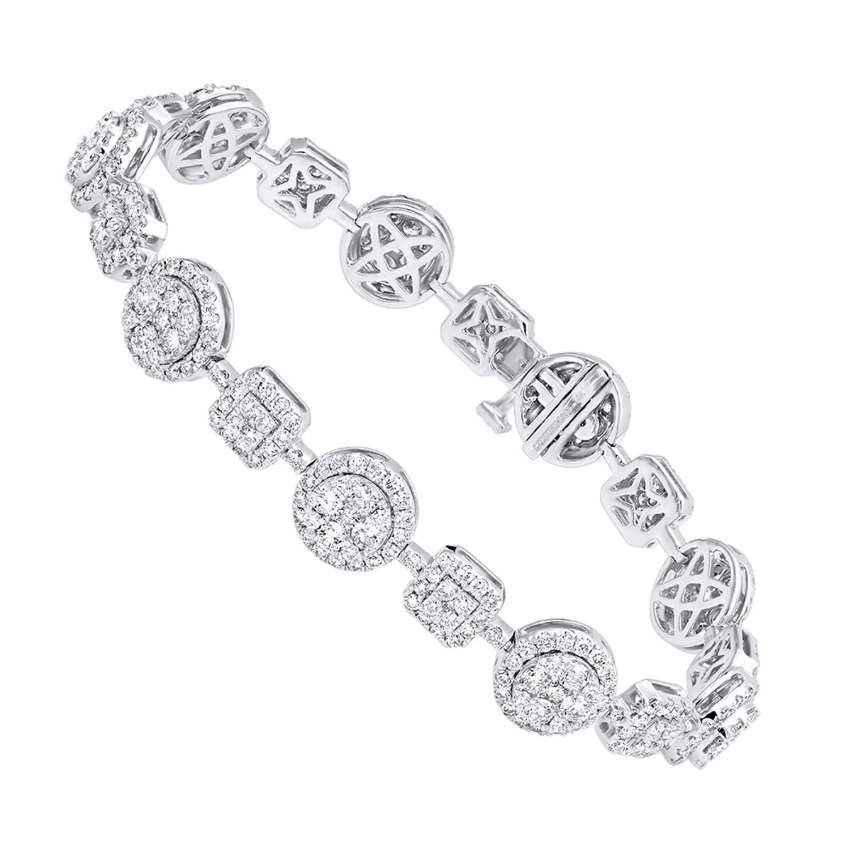 14K White Gold Women's Diamond Bracelet 6 Carat Pave Diamonds By Luxurman 3 14K White Gold Women's Diamond Bracelet 6 Carat Pave Diamonds By Luxurman