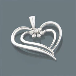 14K White Gold Women's Diamond Heart Pendant 0.20ct