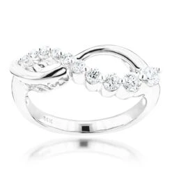 14K White Gold Women's Diamond Journey Ring 0.4ct
