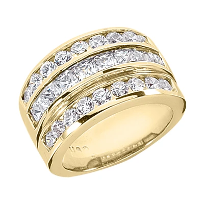 Wide 14K White Gold Women's 3 Row Diamond Ring 2.62ct 4 Wide 14K White Gold Women's 3 Row Diamond Ring 2.62ct - Image 2