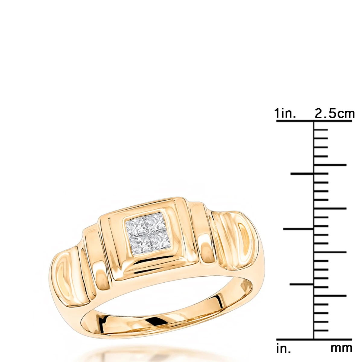 14K Yellow Gold Women's Diamond Ring Princess Diamonds 0.25ct 8 14K Yellow Gold Women's Diamond Ring Princess Diamonds 0.25ct - Image 6