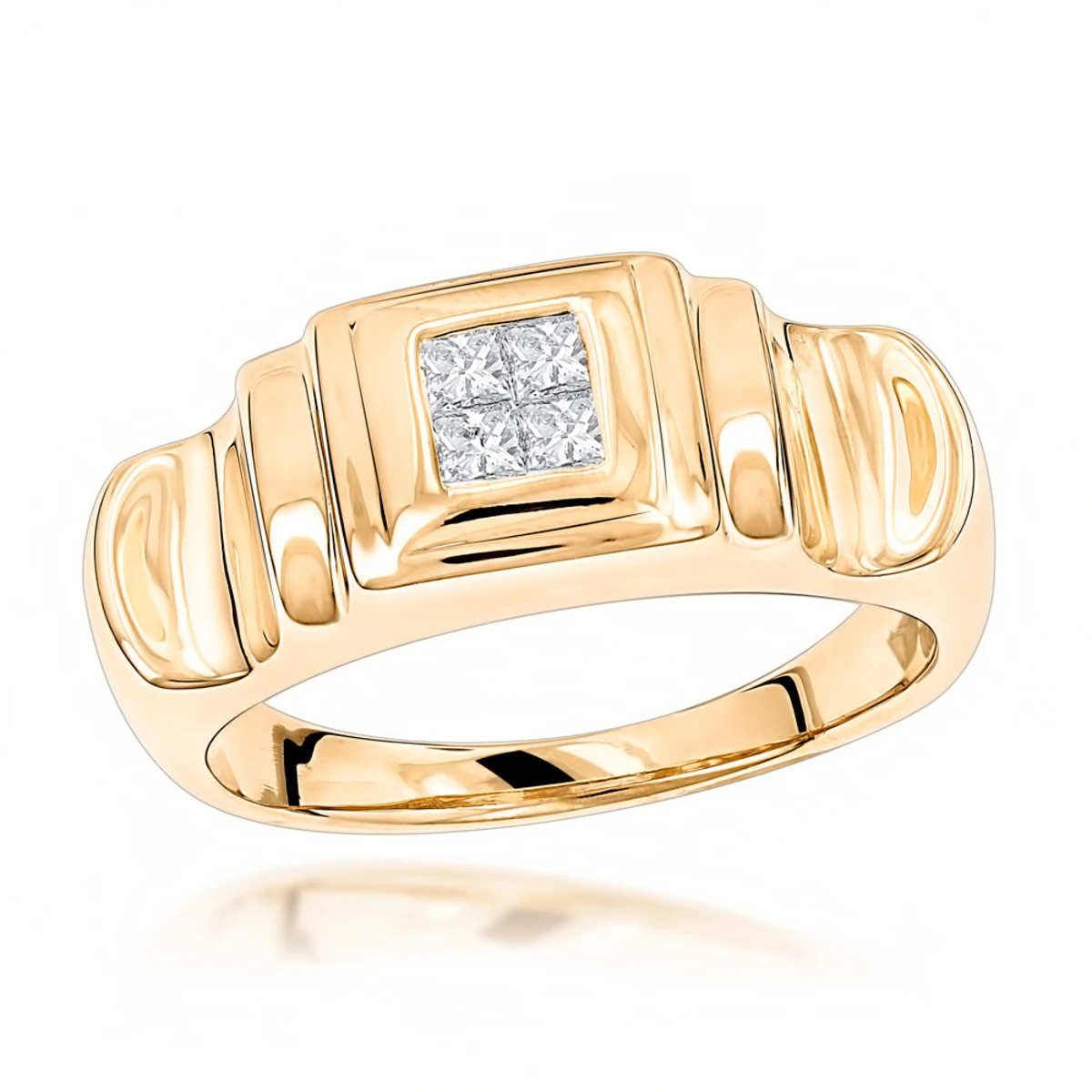 14K Yellow Gold Women's Diamond Ring Princess Diamonds 0.25ct 3 14K Yellow Gold Women's Diamond Ring Princess Diamonds 0.25ct