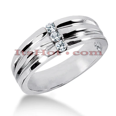 14K White Gold Women's Diamond Wedding Band 0.15ct 7.3mm 3 14K White Gold Women's Diamond Wedding Band 0.15ct 7.3mm
