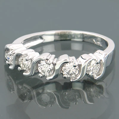Thin 14K White Gold Women's Round Cut Diamond Ring 0.75ct 3 Thin 14K White Gold Women's Round Cut Diamond Ring 0.75ct