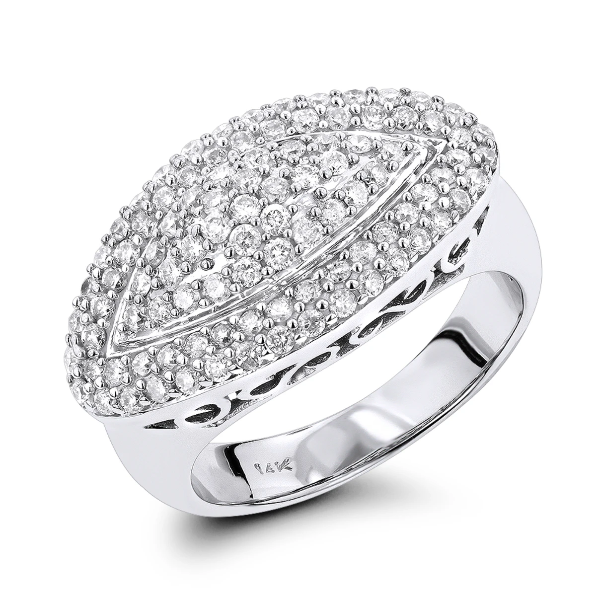 14K White Gold Women's Round Pave Diamond Ring 1ct 3 14K White Gold Women's Round Pave Diamond Ring 1ct