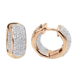 14K Yellow Gold Inside Out Diamond Hoop Huggie Earrings For Women & Men 1ct -Its Hot Jewelry Shop 14k inside out diamond hoop huggie earrings 092ct rose 20220220