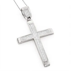 Men's 14K Rose Gold Invisible Set Princess Cut Diamond Cross Pendant 3.69ct 8 Men's 14K Rose Gold Invisible Set Princess Cut Diamond Cross Pendant 3.69ct -Its Hot Jewelry Shop 14k invisible set diamond cross princess cut 369ct p 38720 wh