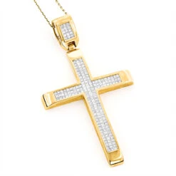 Men's 14K Rose Gold Invisible Set Princess Cut Diamond Cross Pendant 3.69ct 9 Men's 14K Rose Gold Invisible Set Princess Cut Diamond Cross Pendant 3.69ct -Its Hot Jewelry Shop 14k invisible set diamond cross princess cut 369ct p 38720 ye