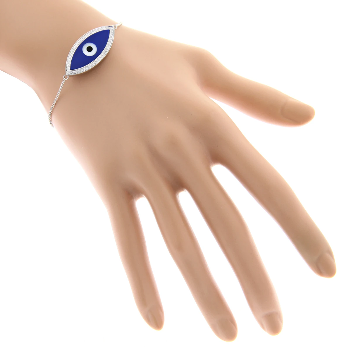 14K Yellow Gold Large Blue Evil Eye Diamond Bracelet 0.22ct 7 14K Yellow Gold Large Blue Evil Eye Diamond Bracelet 0.22ct - Image 5