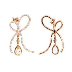 14K White Gold Lemon Quartz Diamond Bow Earrings 1.23ct -Its Hot Jewelry Shop 14k lemon quartz diamond bow earrings 123ct p 22346 rose