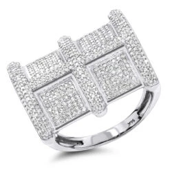 14K White Gold Men's Genuine Diamond Ring 1.20ct