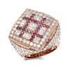 Unique 14K Rose Gold Men's White Pink Criss Cross Diamond Ring 7.13ct