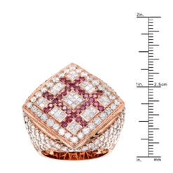 Unique 14K Rose Gold Men's White Pink Criss Cross Diamond Ring 7.13ct -Its Hot Jewelry Shop 14k mens white pink criss cross diamond ring 713ct p 6115 rulerro