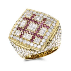 Unique 14K Rose Gold Men's White Pink Criss Cross Diamond Ring 7.13ct -Its Hot Jewelry Shop 14k mens white pink criss cross diamond ring 713ct p 6115 ye