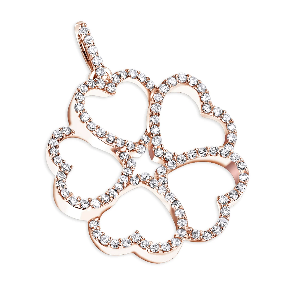 14K White Gold Multi Heart Diamond Pendant For Women Flower Design 0.35ct 5 14K White Gold Multi Heart Diamond Pendant For Women Flower Design 0.35ct - Image 3