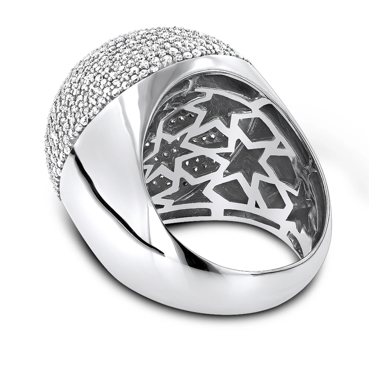 14K White Gold Pave Diamond Dome Ring 2.2ct 6 14K White Gold Pave Diamond Dome Ring 2.2ct - Image 4