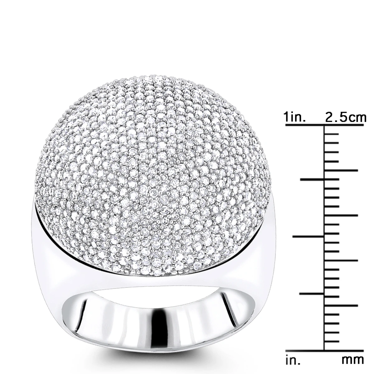14K White Gold Pave Diamond Dome Ring 2.2ct 7 14K White Gold Pave Diamond Dome Ring 2.2ct - Image 5