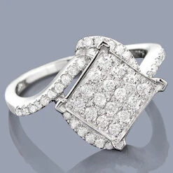 14K White Gold Pave Diamond Engagement Ring 0.63ct