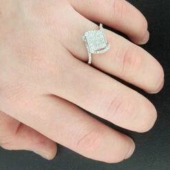 14K White Gold Pave Diamond Engagement Ring 0.63ct -Its Hot Jewelry Shop 14k pave diamond engagement ring 063ct p 40607bod