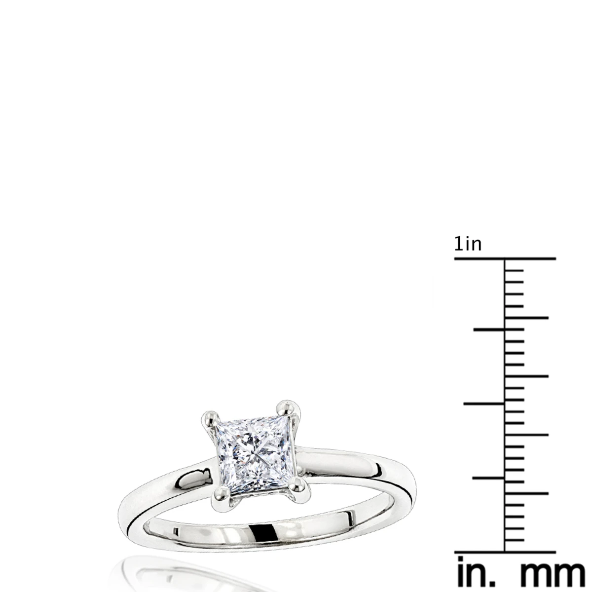 14K White Gold Princess Cut Diamond Engagement Ring 0.75ct 8 14K White Gold Princess Cut Diamond Engagement Ring 0.75ct - Image 6