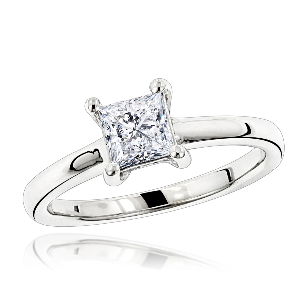 14K White Gold Princess Cut Diamond Engagement Ring 0.75ct 3 14K White Gold Princess Cut Diamond Engagement Ring 0.75ct