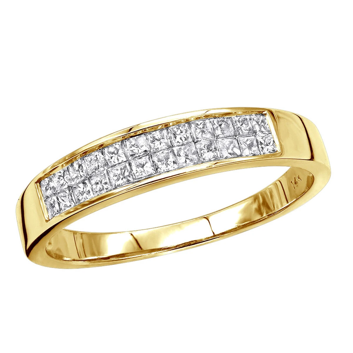 Thin 14K White Gold Princess Cut Diamond Wedding Band 0.75ct 4 Thin 14K White Gold Princess Cut Diamond Wedding Band 0.75ct - Image 2