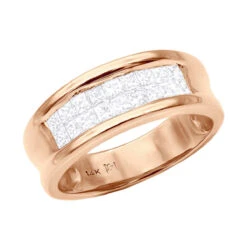 14K Yellow Gold Princess Cut Invisible Diamond Wedding Band 1.16ct 12 14K Yellow Gold Princess Cut Invisible Diamond Wedding Band 1.16ct -Its Hot Jewelry Shop 14k princess cut invisible diamond wedding band 116ct p 6328 rose