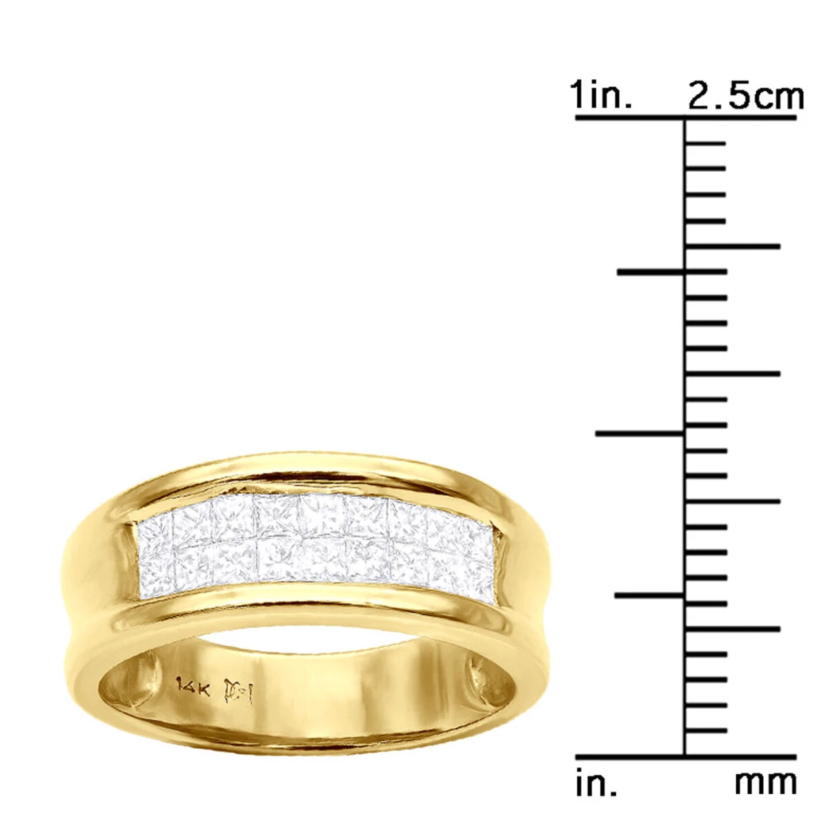 14K Yellow Gold Princess Cut Invisible Diamond Wedding Band 1.16ct 10 14K Yellow Gold Princess Cut Invisible Diamond Wedding Band 1.16ct - Image 8