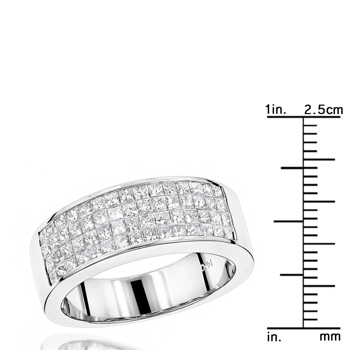 14K White Gold Princess Cut Invisible Diamond Wedding Band 1.84ct 7 14K White Gold Princess Cut Invisible Diamond Wedding Band 1.84ct - Image 5