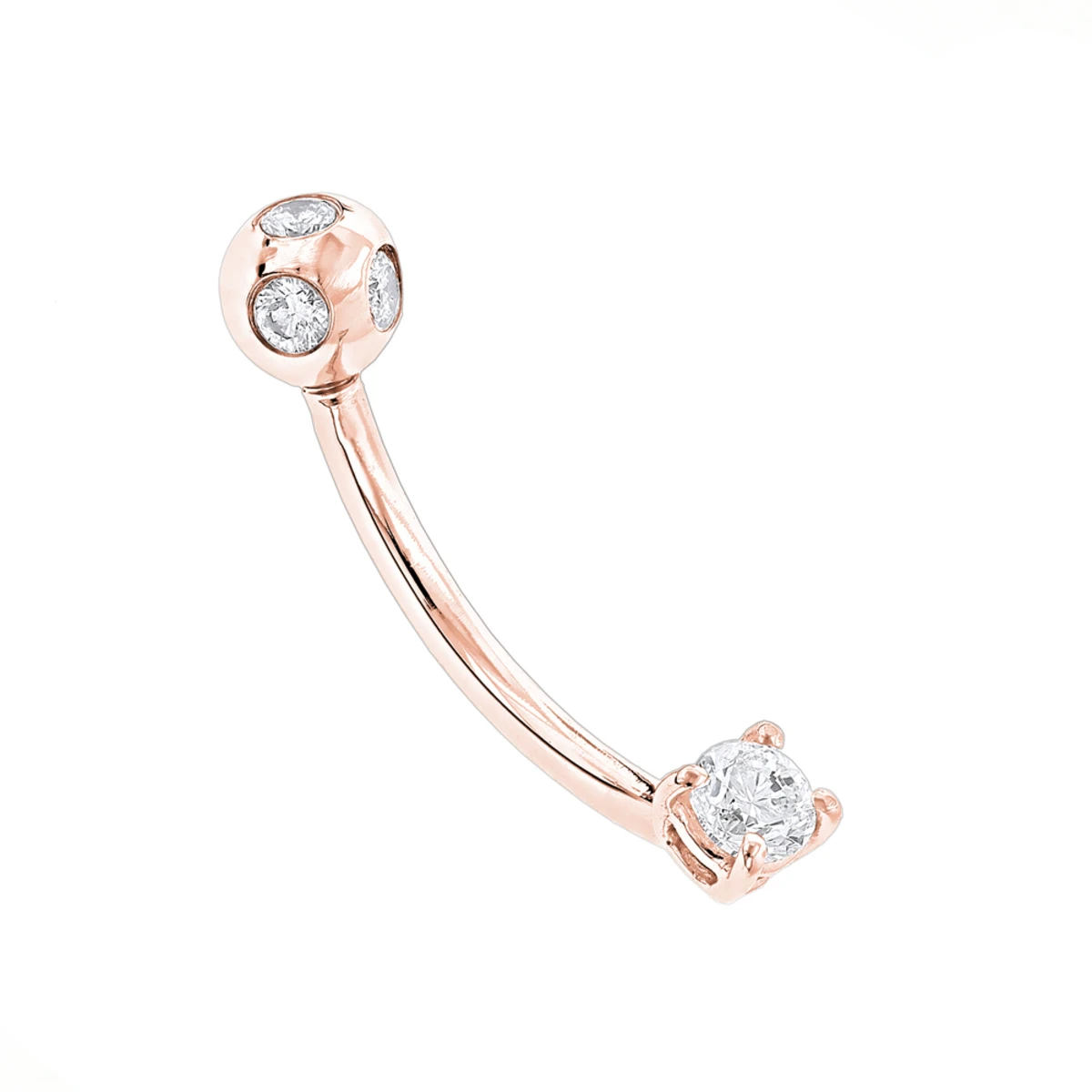 Pure 14K White Gold Belly Ring With Diamonds 0.33ct 5 Pure 14K White Gold Belly Ring With Diamonds 0.33ct - Image 3