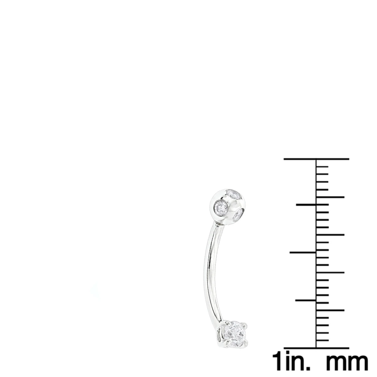 Pure 14K White Gold Belly Ring With Diamonds 0.33ct 6 Pure 14K White Gold Belly Ring With Diamonds 0.33ct - Image 4