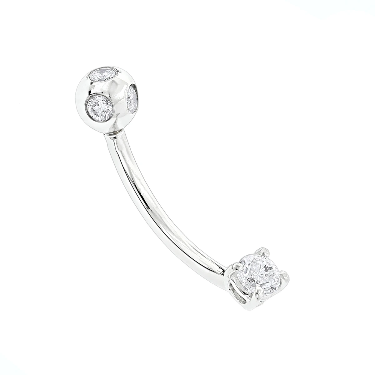 Pure 14K White Gold Belly Ring With Diamonds 0.33ct 3 Pure 14K White Gold Belly Ring With Diamonds 0.33ct
