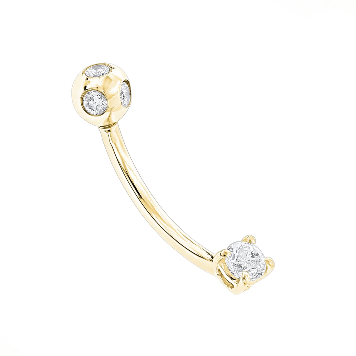 Pure 14K White Gold Belly Ring With Diamonds 0.33ct 4 Pure 14K White Gold Belly Ring With Diamonds 0.33ct - Image 2