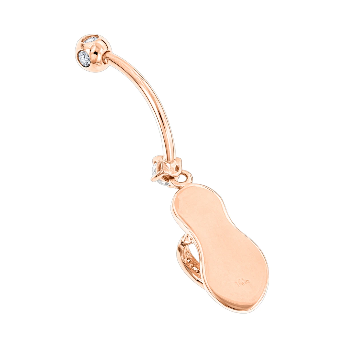 Pure 14K Rose Gold Diamond Flip Flop Belly Ring 0.33ct 6 Pure 14K Rose Gold Diamond Flip Flop Belly Ring 0.33ct - Image 4