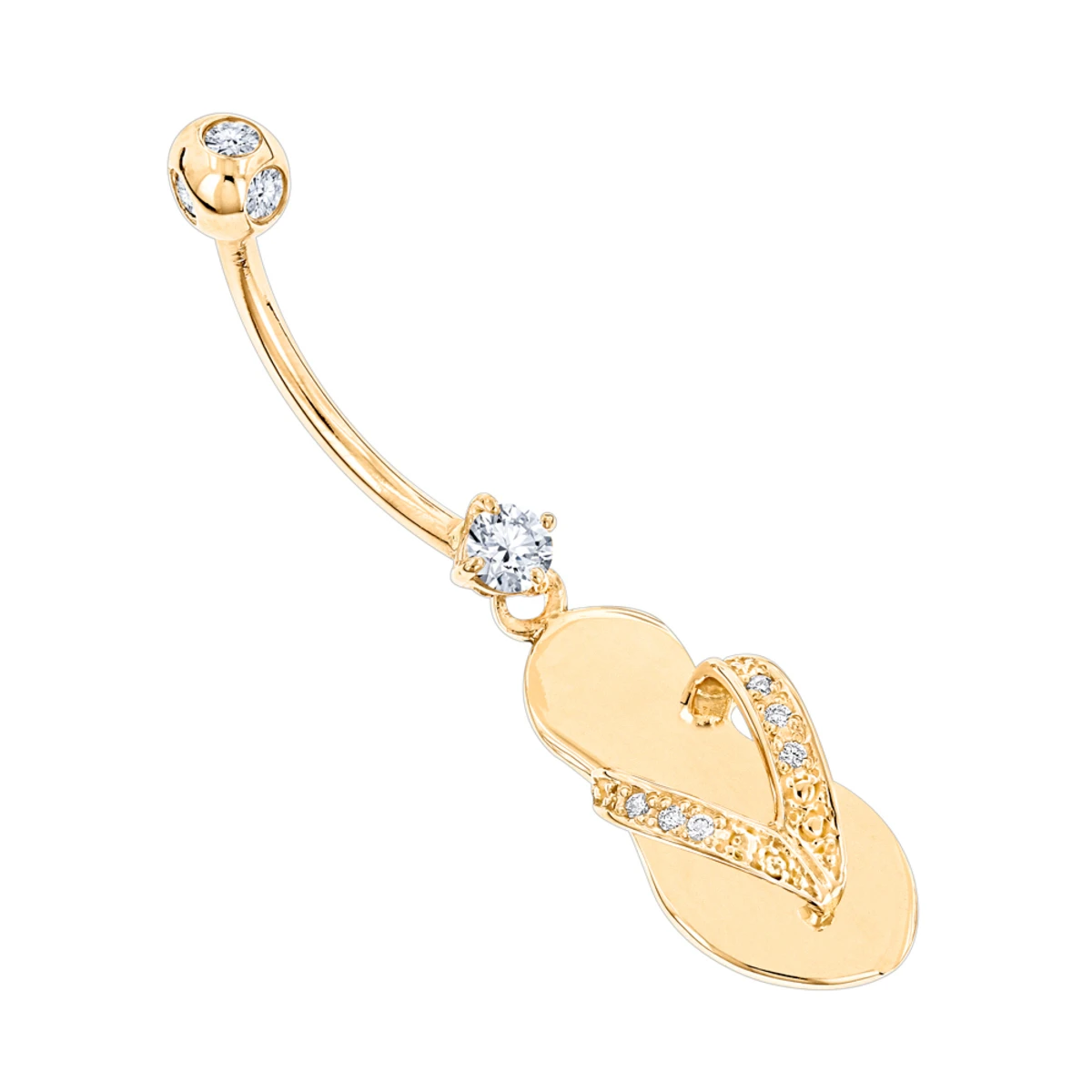 Pure 14K Rose Gold Diamond Flip Flop Belly Ring 0.33ct 5 Pure 14K Rose Gold Diamond Flip Flop Belly Ring 0.33ct - Image 3