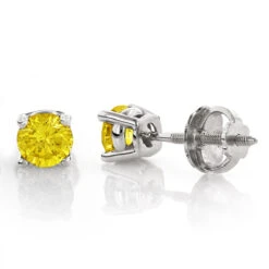 14K Yellow Gold Round Canary Yellow Diamond Stud Earrings 1/2ct 7 14K Yellow Gold Round Canary Yellow Diamond Stud Earrings 1/2ct -Its Hot Jewelry Shop 14k round canary yellow diamond stud earrings 12ct p 6155 wh