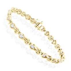14K White Gold Round Diamond Love Knots Tennis Bracelet 2 Carat -Its Hot Jewelry Shop 14k round diamond knots tennis bracelet 198ct p 22482 ye